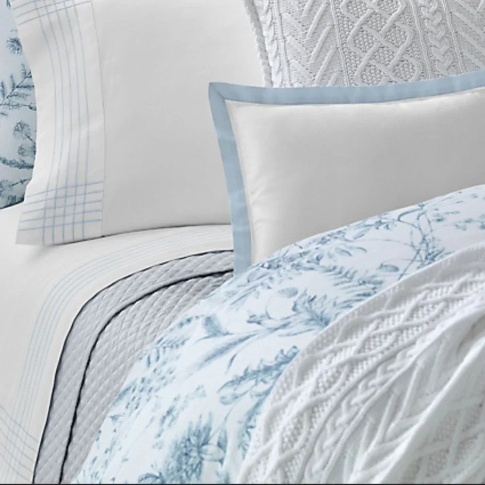 Ralph Lauren Sateen Argyle Quilt, Full/Queen Blue Hyacinth
